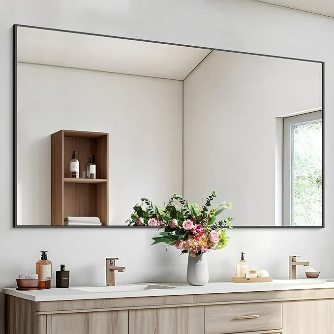 COFENY Black Bathroom Mirror for Wall, 30x50 Inch Rectangle Mirrors with Metal Frame, Modern Vanity Wall Mirror Decor for Bathroom Living Room, Entryway Hangs Horizontal or Vertical - ModernBath