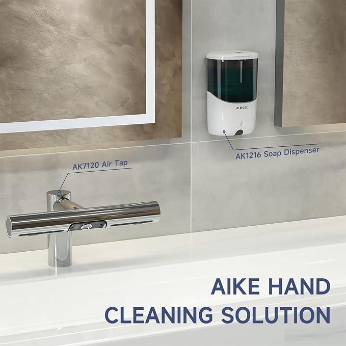 AIKE Liquid Automatic Wall Mount Soap Dispenser,Battery Operated Model AK1216,White - ModernBath