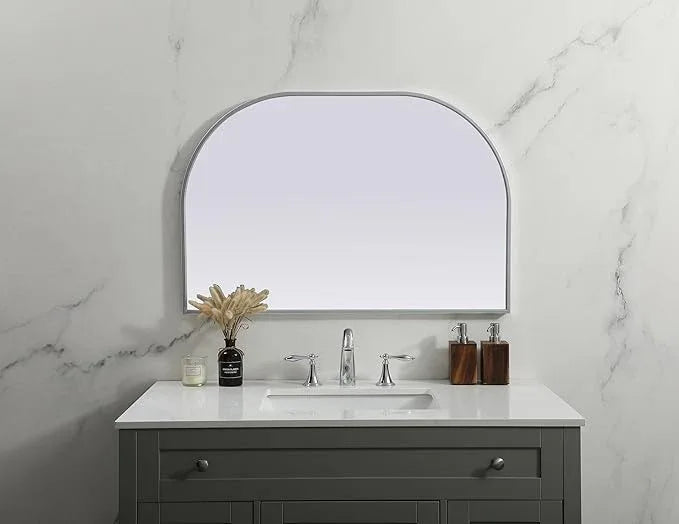 Illuminate, Metal Frame Arch Mirror 36X24 Inch in, Modern, Silver - ModernBath