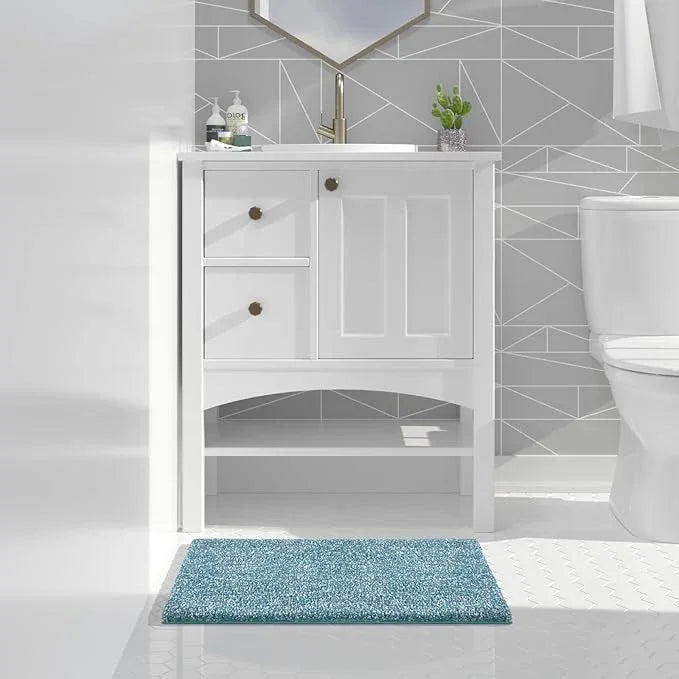 Yimobra Bathroom Rugs Non Slip Washable Ultra Soft Absorbent Microfiber Bath Mat, Dual-Tone Decor Rug with Rubber Backing for Bathroom Floor, Tub and Shower,24x17,Home Essentials,Denim Blue - ModernBath