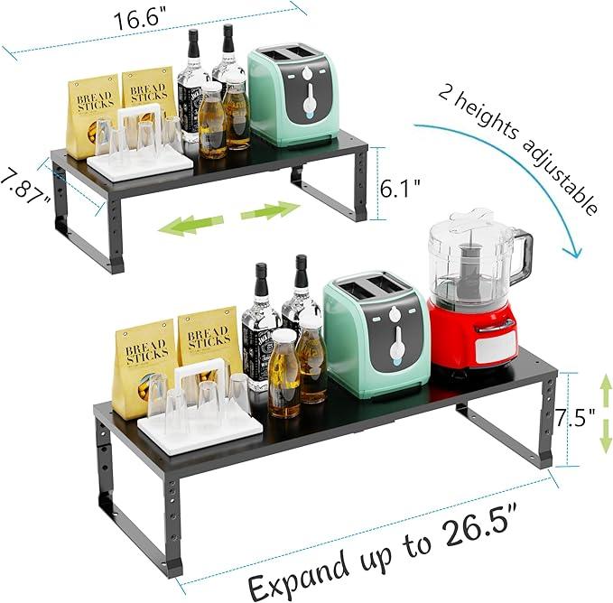Expandable Stackable Spice Rack Organizer for Kitchen Cabinet,Adjustable Counter Shelf, countertop, Pantry,Cupboard,Bathroom,Bedroom(3Packs/Black/Medium) - ModernBath