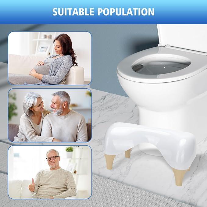STARWISH Toilet Stool for The Bathroom, Squatting Position Helps Improves Bowel Health & Relieves Constipation 7.5" Wood/White (Wood) - ModernBath