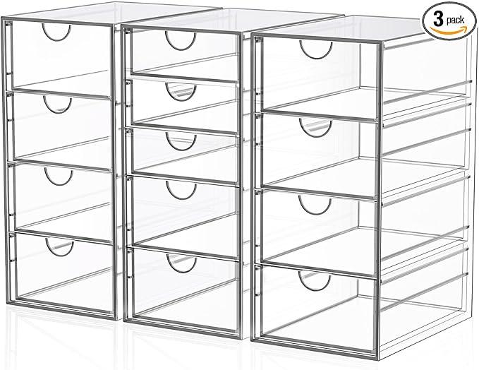Acrylic Desk Organizers And Accessories With 13 Drawers, Office Desktop Drawers, Plastic Makeup Organizer Containers Bins With Drawers Desk Organization, Bathroom Organizers Storage Case Box Cube - ModernBath