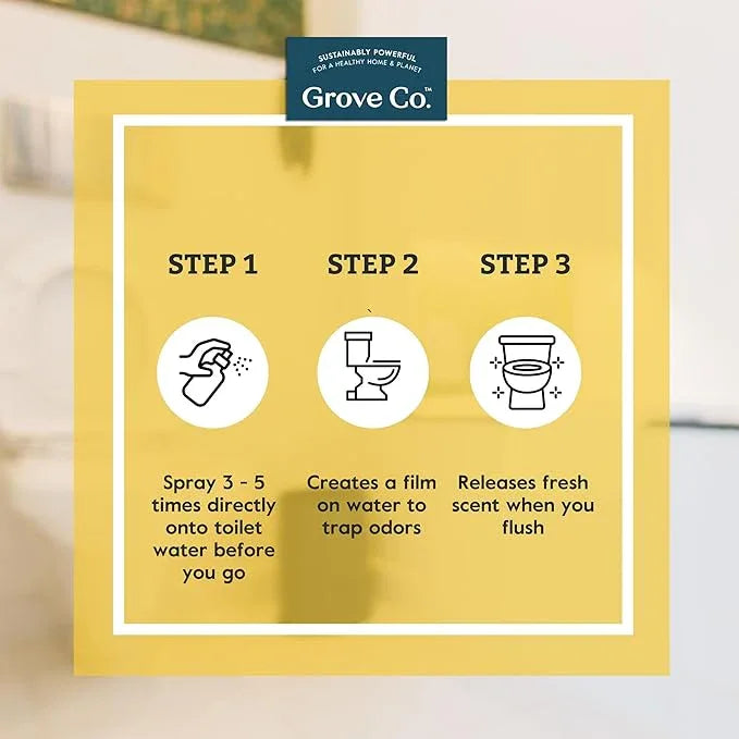 Grove Co. Toilet Spray, Clear the Air Bathroom Spray Air Freshener (2 fl oz) Odor Eliminator for Strong Odor, 100% Natural Lemon Zest Scent, Vegan, Paraben & Phthalate Free (Pack of 3) - ModernBath