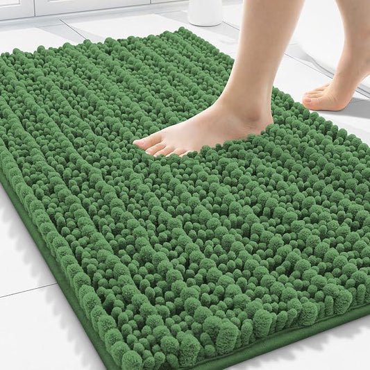 Smiry Bathroom Rugs Mat 30x20, Extra Soft Absorbent Chenille Bath Rugs, Non Slip Rubber Backing Machine Washable Quick Dry Bath Mats for Bathroom Floor, Tub, Shower, Home Accessories, Olive Green - ModernBath