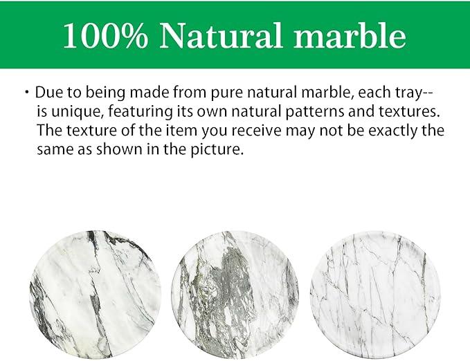 Marmor Natural Marble Bathroom Tray for Perfume & Jewelry, Vanity Decorative Catchall Tray for Countertop, Stone Organizer Dish for Candles, Makeup, Essentials(Statuario White Round Plate) - ModernBath