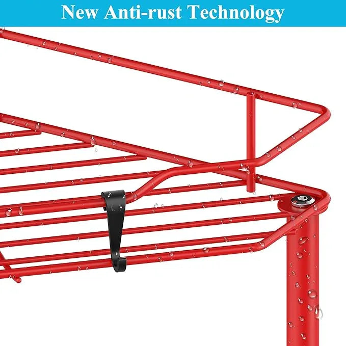 3 Tier Floor Standing Corner Shower Caddy Organizer Shelf with Hooks, Bathroom Shelves Stand Rack, Red - ModernBath