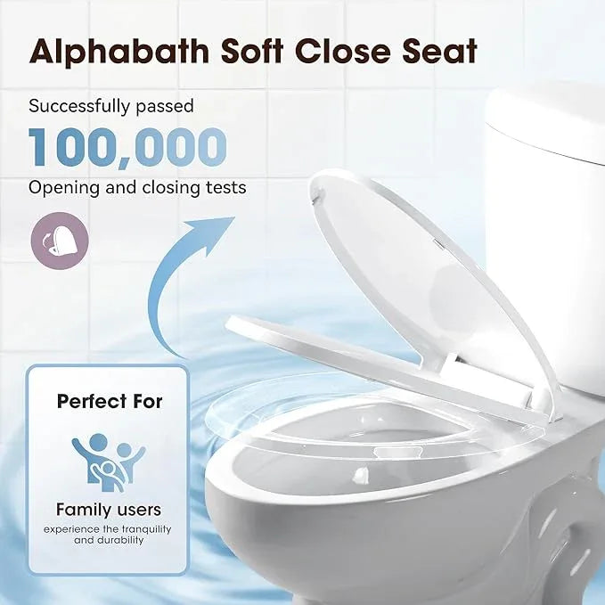 Alphabath 17“ Comfort Height Toilet with Soft close seat, Two piece Toilets for Bathroom, Nano Self-Cleaning Glaze, 1.01 GPF Powerful Single Flush, Easy to Clean & Install, ADA Height, 12" Rough-In - ModernBath