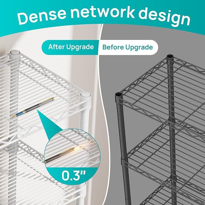 SINGAYE 6 Shelves Storage Shelf Wire Closet Bathroom Organizers Metal Pantry Kitchen Small Garage Shelving Unit Laundry Room Organization Home Corner Rack Estantes para Cocina White 10" Dx16 Wx60”H - ModernBath