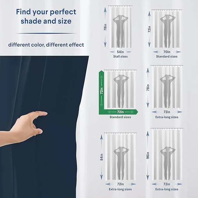 CLOROX Shower Curtain Liner, Premium Colored Medium-Weight Durable Waterproof 6g PEVA for Bathroom with Weighted Magnets, Standard Size 72" x 72", Blue - ModernBath