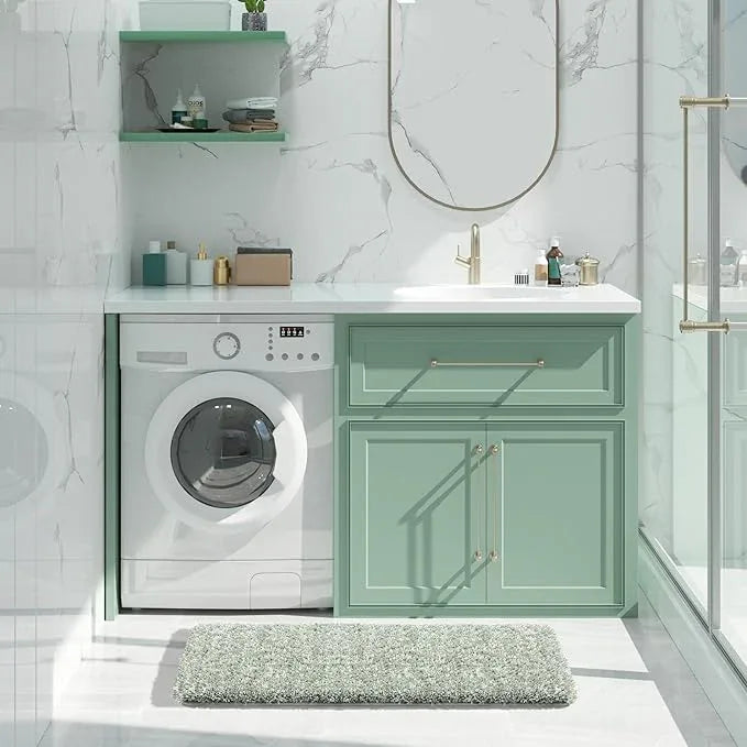 Yimobra Light Green and White Bathroom Rugs Non Slip Washable 36x24, Ultra Soft and Water Absorbent Bath Mats, Plush Fluffy Shower Mat Outside, Luxury Microfiber Thick Matts for Bathroom Floor/Tub - ModernBath