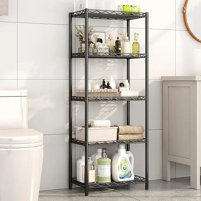 HOMEFORT 5-Tier Wire Shelving 5 Shelves Unit Metal Storage Rack Durable Organizer Perfect for Pantry Closet Kitchen Laundry Organization in Black - ModernBath