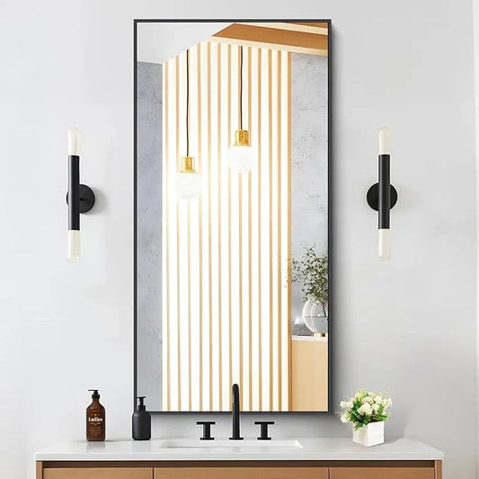 DESBING Black Bathroom Mirror for Wall, 24x48 Inch Rectangle Mirrors with Metal Frame, Modern Vanity Wall Mirror Decor for Entryway Hangs, Bathroom Living Room Horizontal or Vertical - ModernBath