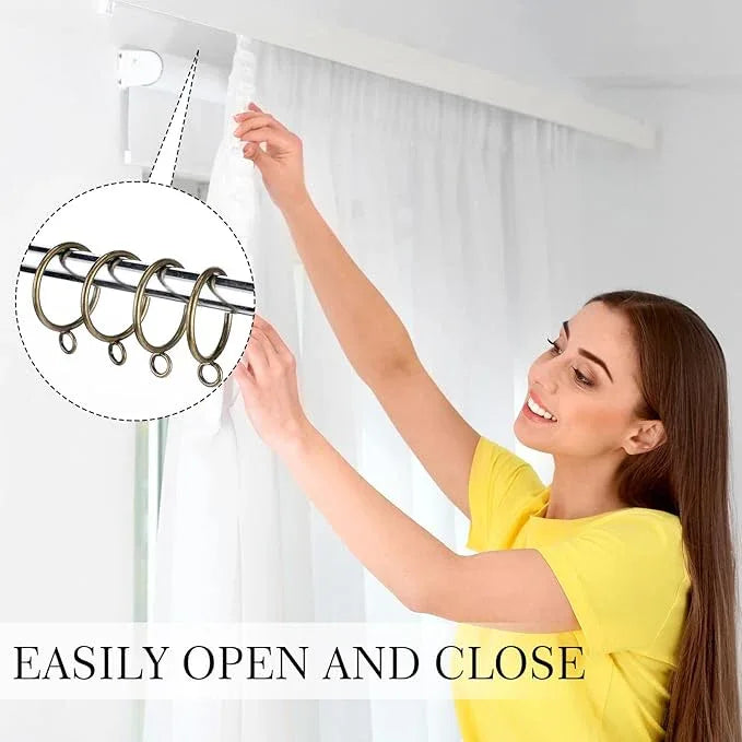 Maitys 100 Pcs Metal Curtain Rings with Eyelet 1.5-inch Inner Diameter Eyelet Curtain Rings for Drapery Clips Hooks for Sliding Window Bathroom Door Shower Rod (Bronze) - ModernBath