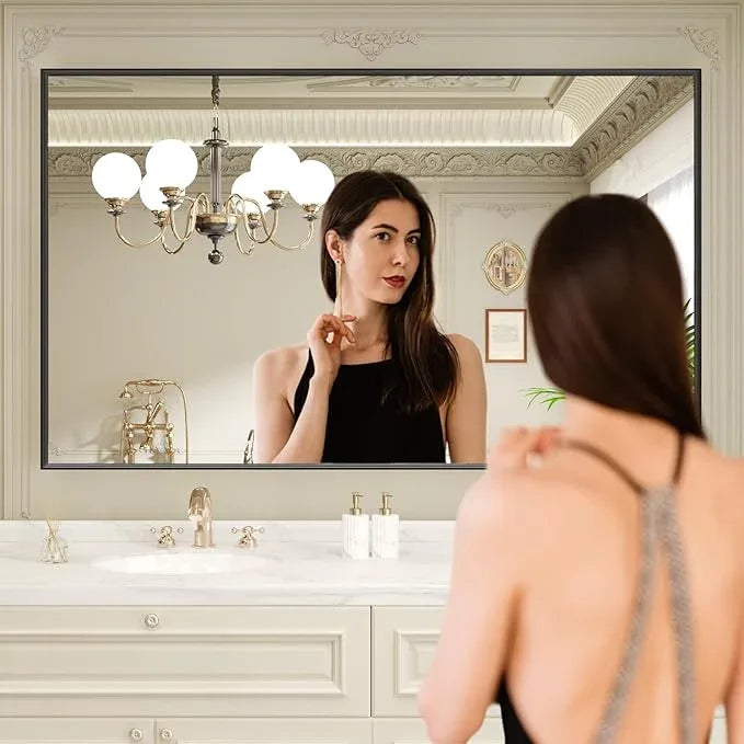 LOAAO Black Bathroom Mirror 72"X36" for Wall, Rectangle Bathroom Vanity Mirror, Tempered Glass, Hangs Vertically or Horizontally, Easy to Install, Modern Design - ModernBath