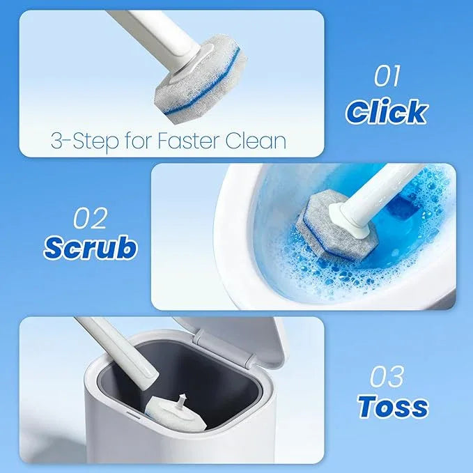 40 Disposable Toilet Brush Refills Srubber Pads, Wall Mounted Toilet Bowl Holder Set Toilet Cleaning System Starter Kit, Scrubbing Toilet Wand Pads - ModernBath