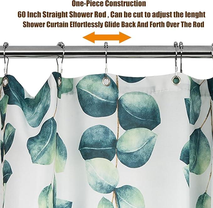 Artiwell 60" Heavy Duty Straight Shower Rod With Shower Rod Flange, Permanent Mount Shower Curtain Rod With Screws Bracket, Never Rust Stainless Steel, Window Curtain and Closet Rod, Chrome Plated - ModernBath