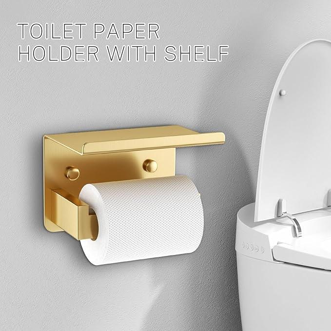5-Piece Bathroom Hardware Set Brushed Gold Towel Bar Set,Stainless Steel Towel Holder Set for Bathroom,Wall-Mounted Towel Rack Set 23.6in - ModernBath