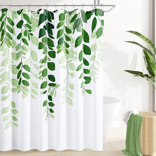 BOODII Green Leaves Spring Shower Curtain for Bathroom Watercolor Fren Eucalyptus Ivy Shower Curtain Set Vine Botanical Garden Jade Green Natural Bath Curtains Bathroom Decor 72x72 - ModernBath