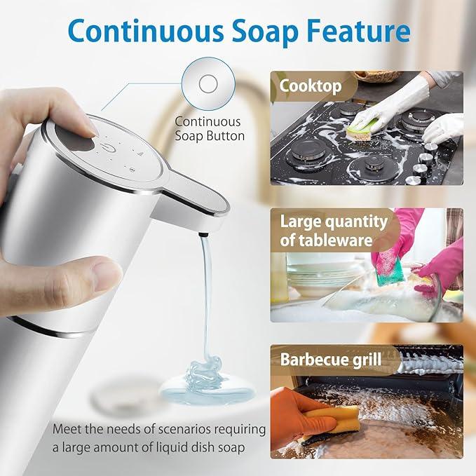 Gotofine Automatic Liquid Soap Dispenser,4-Level Adjustable, Wall Mount,USB Rechargeable,12.8oz/ 380ml,Touchless Hand & Dish Soap Dispenser for Bathroom, Kitchen,Hotel, Restaurant - ModernBath