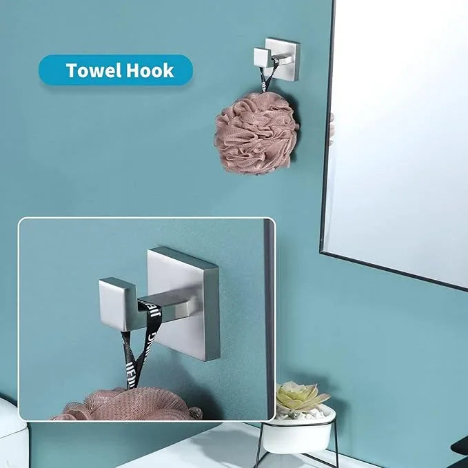 Bathroom Hardware Set Brushed Nickel,16 inch 5-Piece Towel Bar Wall Mount Modern Bathroom Accessories Include Towel Rack,Toilet Paper Holder,2*Robe Hook - ModernBath