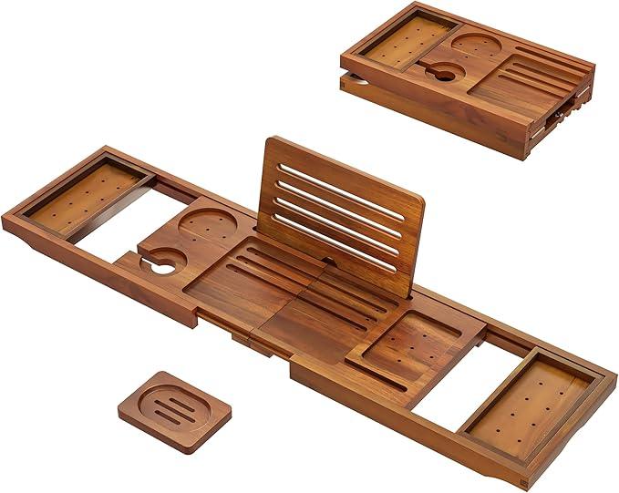 Premium Foldable Teak Bathtub Tray, Expandable Bath Tray for Tub, Luxury Bathtub & Bathroom Accessories - ModernBath
