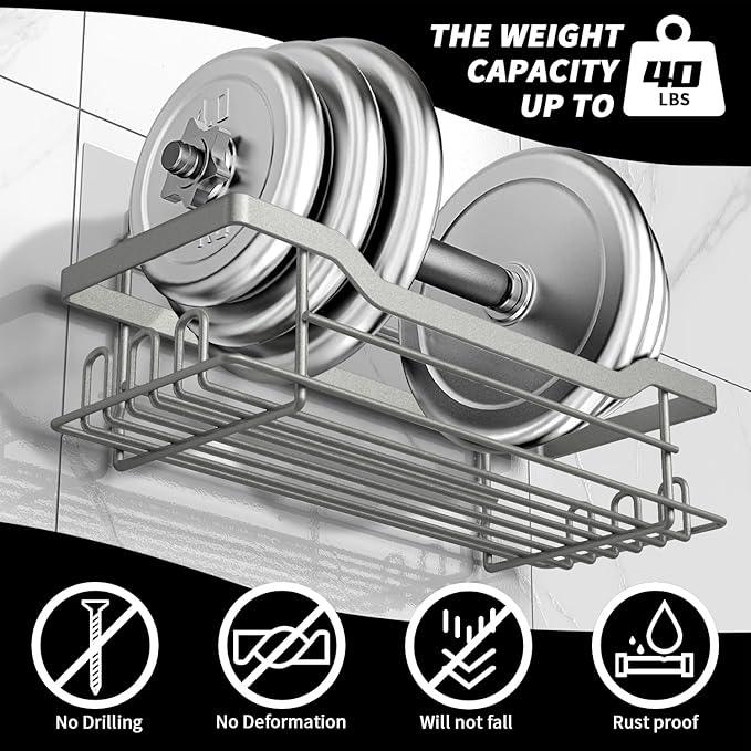 BATHDESIGN Shower Caddy Shelves Organizer Rack, 3 Pack Shower Caddy with Soap Holder, No Drilling Wall Mounted Self Adhesive Shower Shelves for Inside Shower, Paint Nickel - ModernBath
