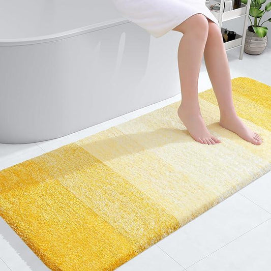 OLANLY Bathroom Runner Rugs 54x24, Extra Soft Absorbent Microfiber Bath Rugs, Rubber Backing, Quick Dry, Machine Washable Bath Mats for Bathroom Floor, Tub and Shower, Home Decor Accessories, Yellow - ModernBath