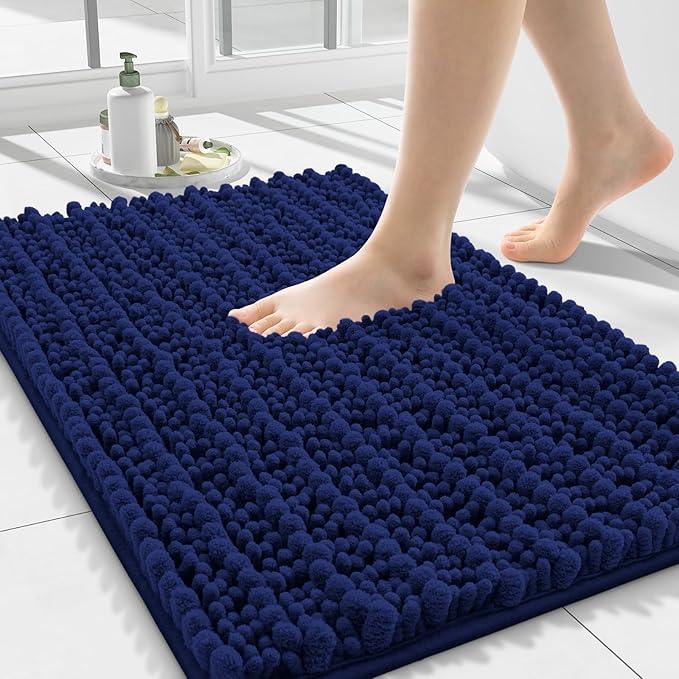 Smiry Bathroom Rugs Mat 24x16, Extra Soft Absorbent Chenille Bath Rugs, Non Slip Rubber Backing Machine Washable Quick Dry Bath Mats for Bathroom Floor, Tub, Shower, Home Decor Accessories, Navy Blue - ModernBath