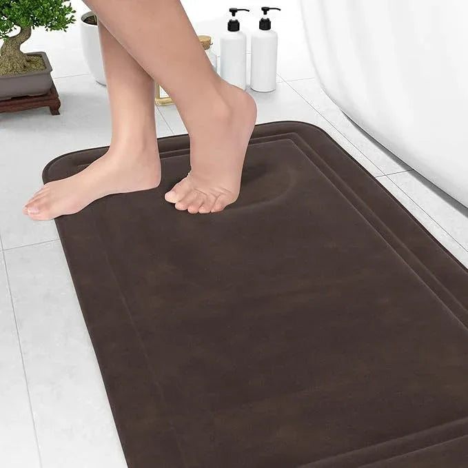 ITSOFT Memory Foam Bath Mat 31x20, Non Slip, Machine Washable, Quick Dry & Absorbent Rugs, Bath Mats for Bathroom Floor, Tub & Shower, Bathroom Rug, Chocolate Brown - ModernBath