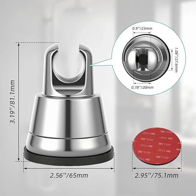 Hibbent 2 Pack Vacuum Suction Cup Shower Head Mount, Removable Shower Head Bracket, Height Adjustable Shower Wand Holder & Wall Mount ABS Plastic Suction Holder for Handheld Showerhead, Chrome - ModernBath