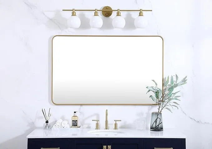 ARS Concepts Aura, Soft Corner Metal Rectangular Mirror 30X48 Inch in, Modern, Brass - ModernBath