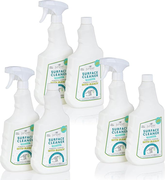 Juniper, Surface Cleaner With Bleach, All-Purpose Cleaner for Bathroom, Kitchen, Toilet, 25 Fl. Oz Trigger Spray Bottle, (Pack of 6), Total 150 Ounce