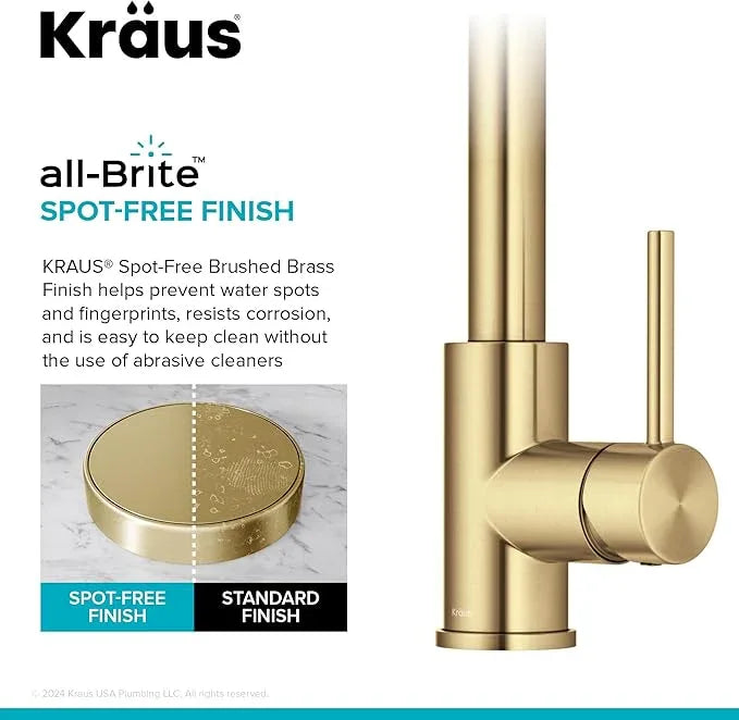 KRAUS Bolden 2-Function Single Handle Pull Down Kitchen Faucet in Spot-Free Brushed Brass, KPF-1616BB - ModernBath