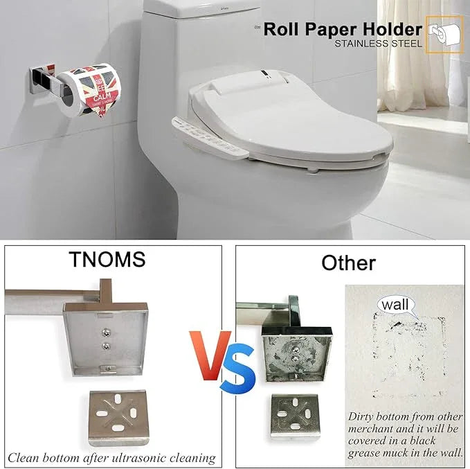 TNOMS Bathroom Hardware Accessories Set Polished Chrome Towel Bar Sets Include Towel Bar Towel Holder Toilet Paper Holder Towel Hook,5 Pieces Stainless Steel Wall Mounted - ModernBath
