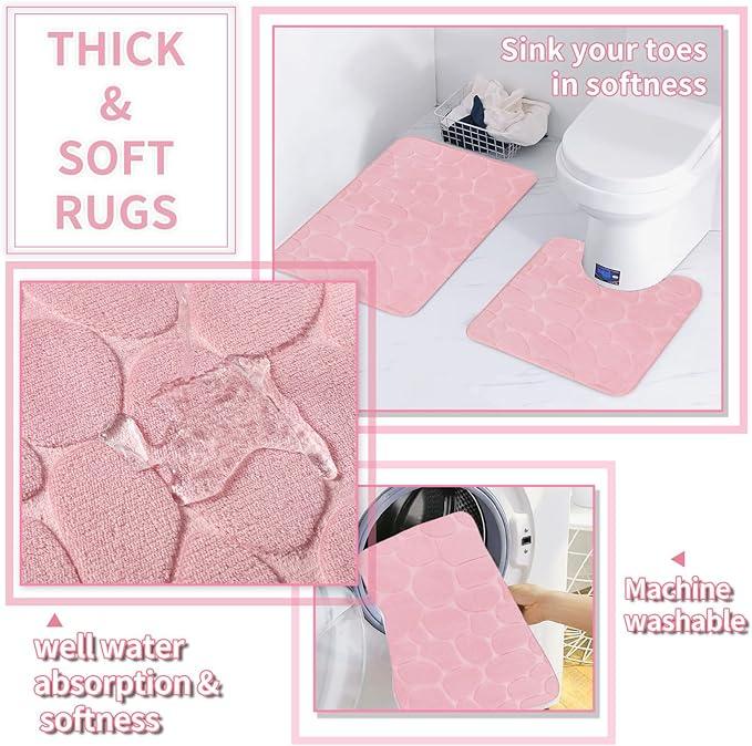 XLHOMO 30PC Bathroom Accessories Set - Gorgeous Pink Bathroom Set, Bathroom Accessory Set, Pink Shower Curtain Set with 5PC Shower Caddy - ModernBath