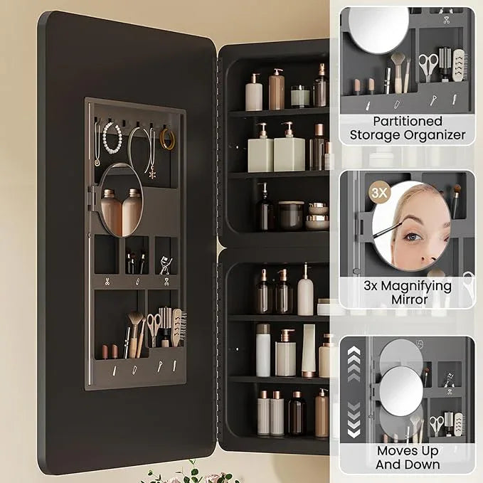 Rresyet 24×36 Bathroom Mirror Cabinet with 3X Magnifying Mirror, Adjustable Shelves, Bathroom Mirror with Storage, Recessed or Wall Mounted Medicine Cabinet for Jewelry,Masks & Beauty Tools - ModernBath