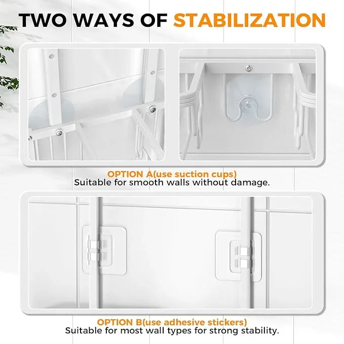 REINHARDT Aluminum Shower Caddy Hanging Adjustable Shower Caddy, Rustproof Hanging Shower Organizer with Hooks Soap Holders, Over Shower Head Caddy for Handheld Showerhead, White - ModernBath