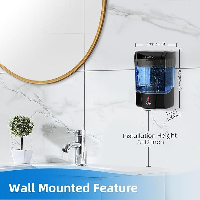 SVAVO Automatic Soap Dispenser Wall-Mounted, Hand Soap Dispenser Touchless Electric Sensor Pump Battery Operated for Office Home Kitchen Bathroom, Hotel Restaurant, 600ml/21fl.oz - ModernBath