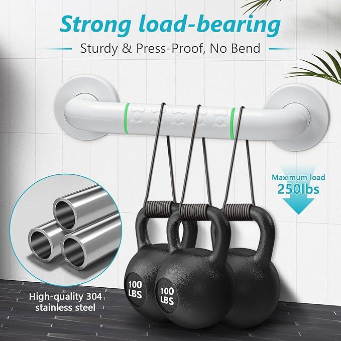 Grab Bars for Shower,2 Pack 12 Inch Shower Handle Bath Grab Rails with Anti-Slip Grip and Safety Luminous Circles,Stainless Steel Bath Handle Bathroom Grab Bar for Seniors, and Disability. - ModernBath