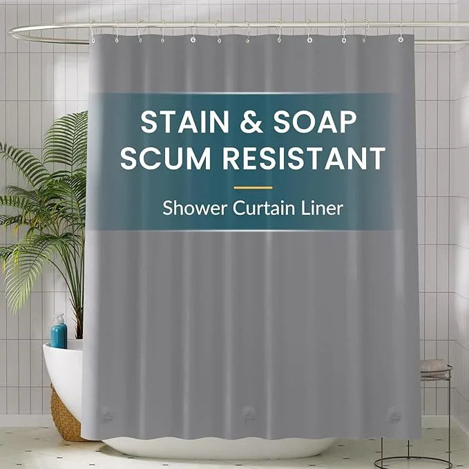 Titanker Plastic Shower Curtain Liner, 72x72 Grey Shower Liner Lightweight PEVA Shower Curtains for Bathroom, Waterproof Shower Liner with Magnets and Rustproof Grommet Holes - ModernBath