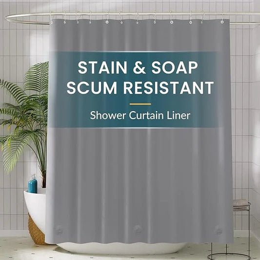 Titanker Plastic Shower Curtain Liner, 72x72 Grey Shower Liner Lightweight PEVA Shower Curtains for Bathroom, Waterproof Shower Liner with Magnets and Rustproof Grommet Holes - ModernBath