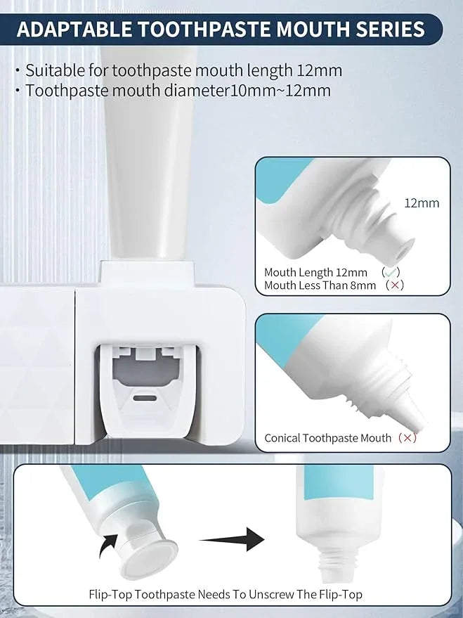 Toothbrush Holders for Bathrooms White Tooth Brush Holder with Toothpaste Dispenser Toothbrush Holder Wall Mounted 5 Toothbrush Slots Storage, Timing, AA Batteries Required - ModernBath