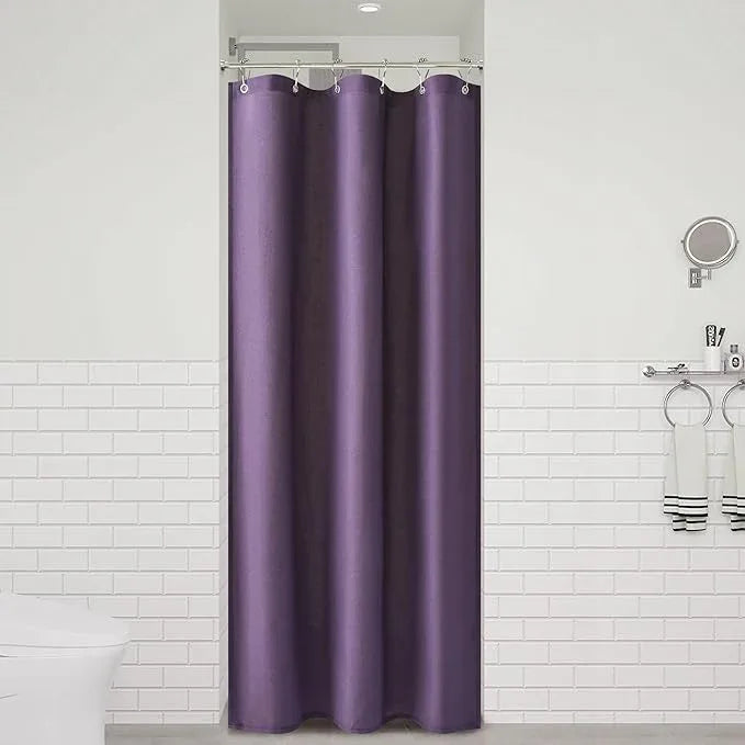 Naturoom Purple 36 Inch Shower Curtain - Stall Narrow Half Linen Ultra Thick Fabric Shower Curtain Set with Hooks, Boho Farmhouse Rustic RV Camper Bath Curtains for Bathroom, 36x72 - ModernBath