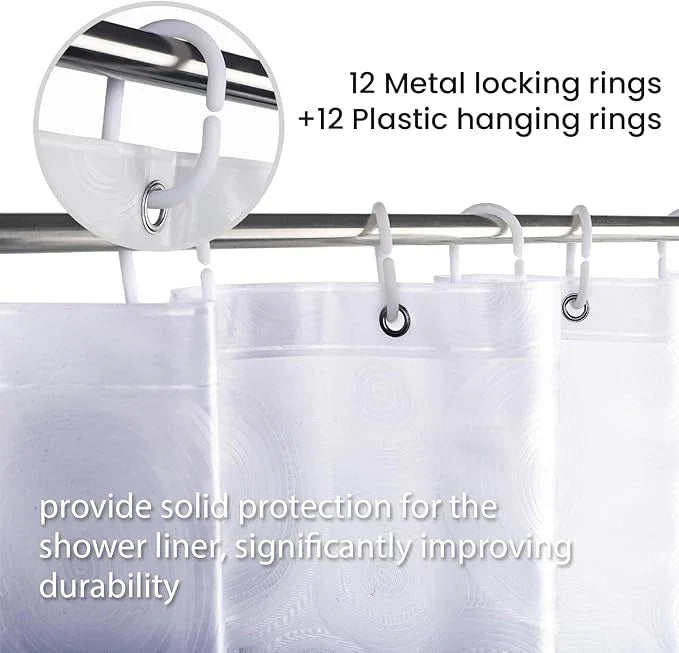 LiBa PEVA Shower Curtain Liner with 12 Plastic Rings - 8G Waterproof Shower Liner for Bathroom, 72x72 Inch Stall Shower Curtain Liner with Magnets, Oceanic Gradient Weighted - ModernBath