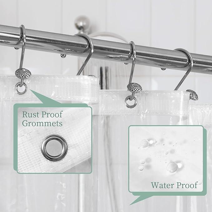 Mrs Awesome Extra Long Shower Curtain Liner with Magnets, 72x84 XL Clear PEVA Shower Liner, Long Plastic Shower Curtain for Bathroom, Lightweight & Waterproof, 72 x 84, Clear - ModernBath