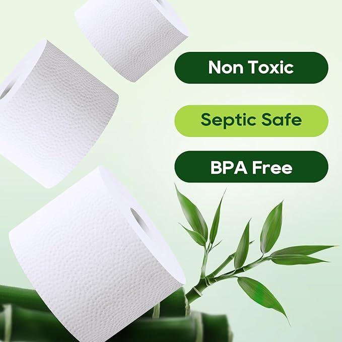 ECOLipak Bamboo Toilet Paper, Septic Safe Toilet Tissue, 9 Mega Rolls, 600 Sheets Per Roll, Tree Free, Non Toxic, 2 Ply, Soft and Absorbent, Eco Friendly Dye-Free Paper - ModernBath