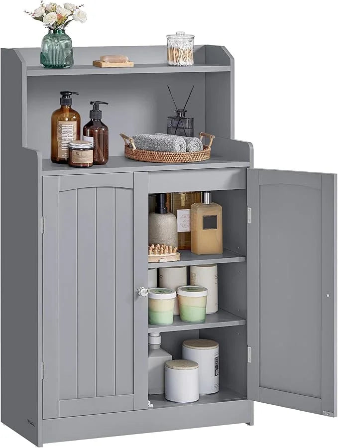 VASAGLE 39.4-Inch Tall Storage Cabinet, Floor Cabinet with 2 Doors, 2 Adjustable Shelves, Freestanding, for Bathroom, Kitchen, Living Room, Dove Gray UBBC770G02 - ModernBath