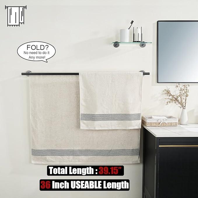 JQK Double Bath Towel Bar, Oil Rubbed Bronze 39 Inch 304 Stainless Steel Thicken 1mm Towel Rack for Bathroom, Towel Holder Wall Mount, Useable Length 36 Inch TB100L36-ORB - ModernBath
