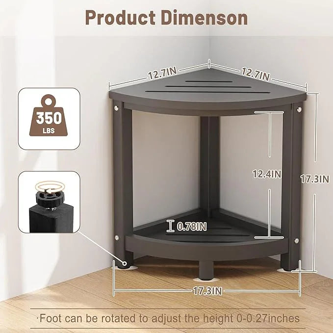 ONSGLM Shower Stool for Inside Shower, Corner Shower Bench Seat, HDPE Waterproof Shower Stool for Shaving Legs with Baffle Storage Shelf, Shower Seat/Foot Rest for Bathroom, Indoor/Outdoor Use, Grey - ModernBath